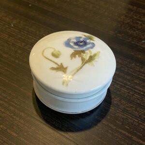 Limoges France Vintage Porcelain Trinket Box with Hand painted motif.
